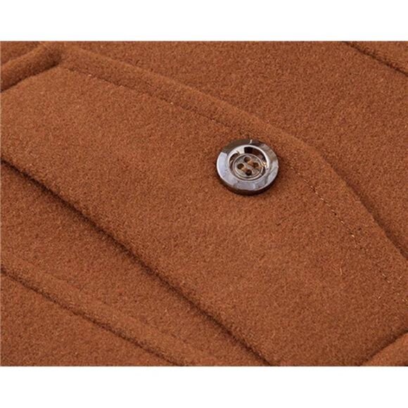 Men's Stand Collar Wool-Blend Classic Pea Coat with Removable Inner Collar - Picture 7 of 8